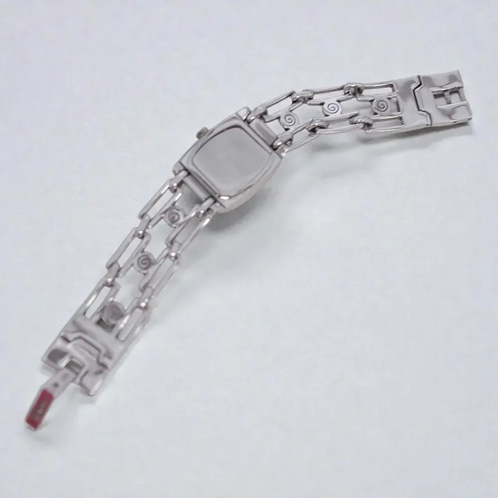 Brighton Malibu Square Links Swirl Watch Silver Plated Fold Over Clasp Retired